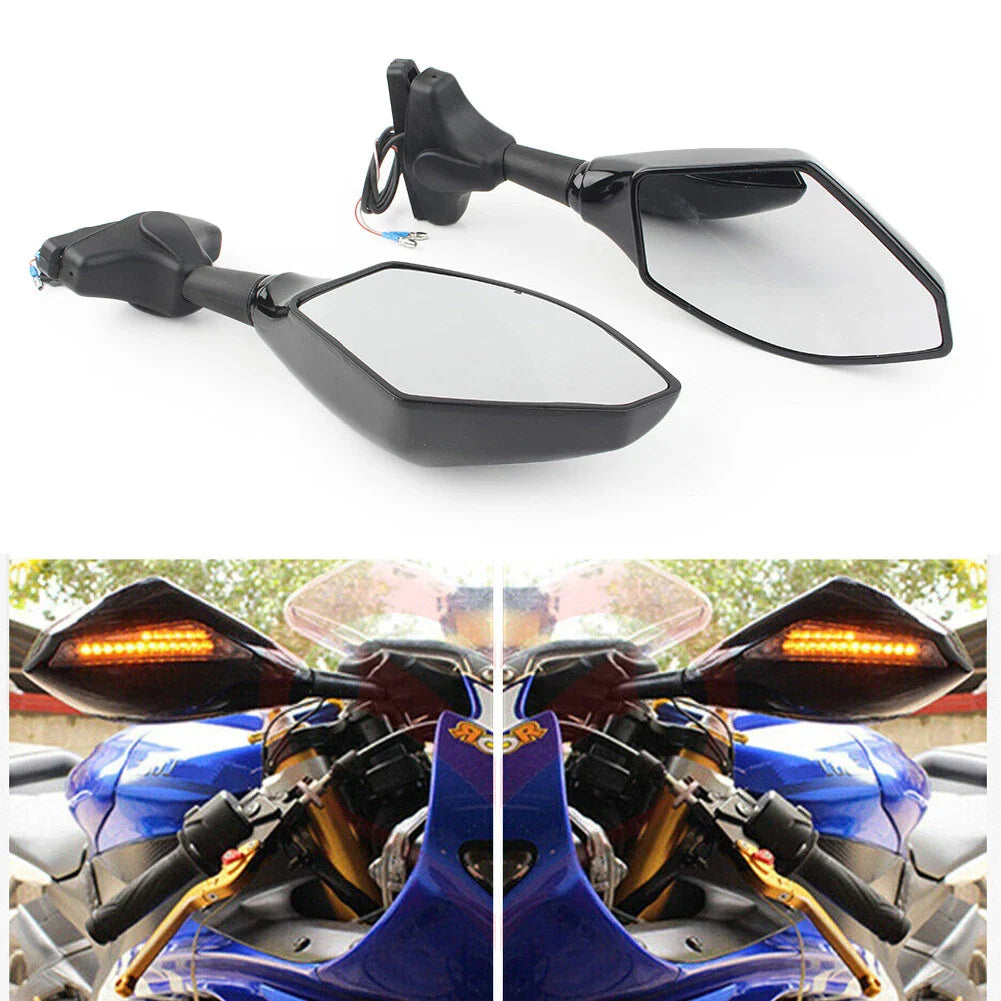 LED Turn Signal Rearview Mirror for Honda Kawasaki Yamaha Suzuki