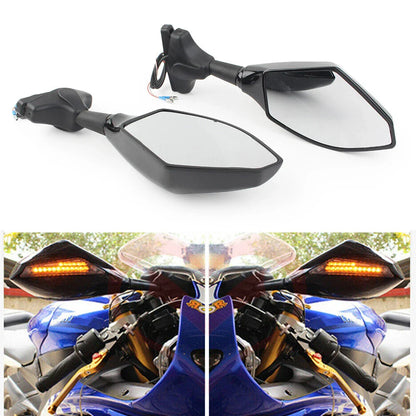 LED Turn Signal Rearview Mirror for Honda Kawasaki Yamaha Suzuki