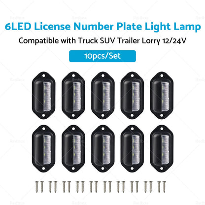 6LED License Plate Light for Truck SUV Trailer Lorry 12/24V