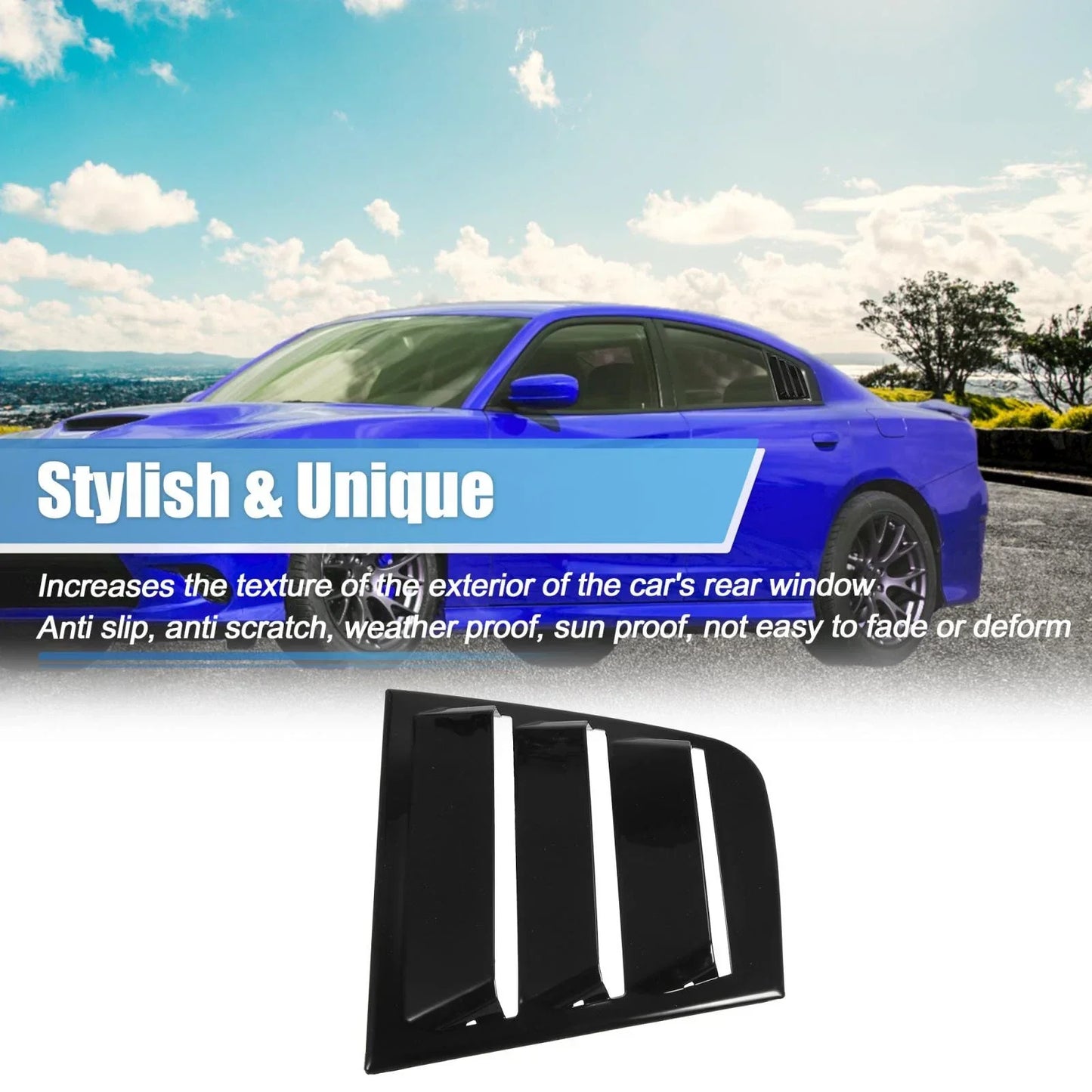 2 x Rear Window Louvers for Dodge Charger 2011-2021 Air Vent Scoop Shades