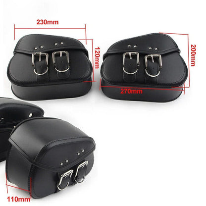 Black PU Leather Saddle Bags Side Luggage for Harley Sportster Dyna