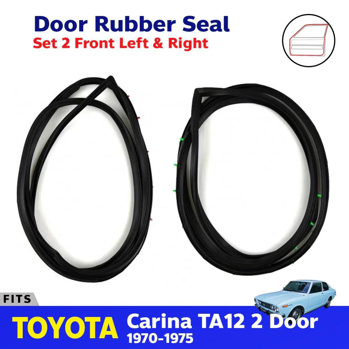 Door Rubber Seal Weatherstrip Front FL+FR Fits Toyota Carina TA12 2D 1970-75 D05