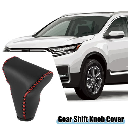Gear Shift Lever Cover for Honda CR-V 2017-2022 Black Faux Leather Red Line