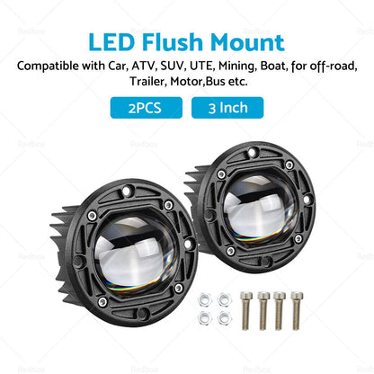 3" Flush Mount LED Work Light Bar for 4WD
