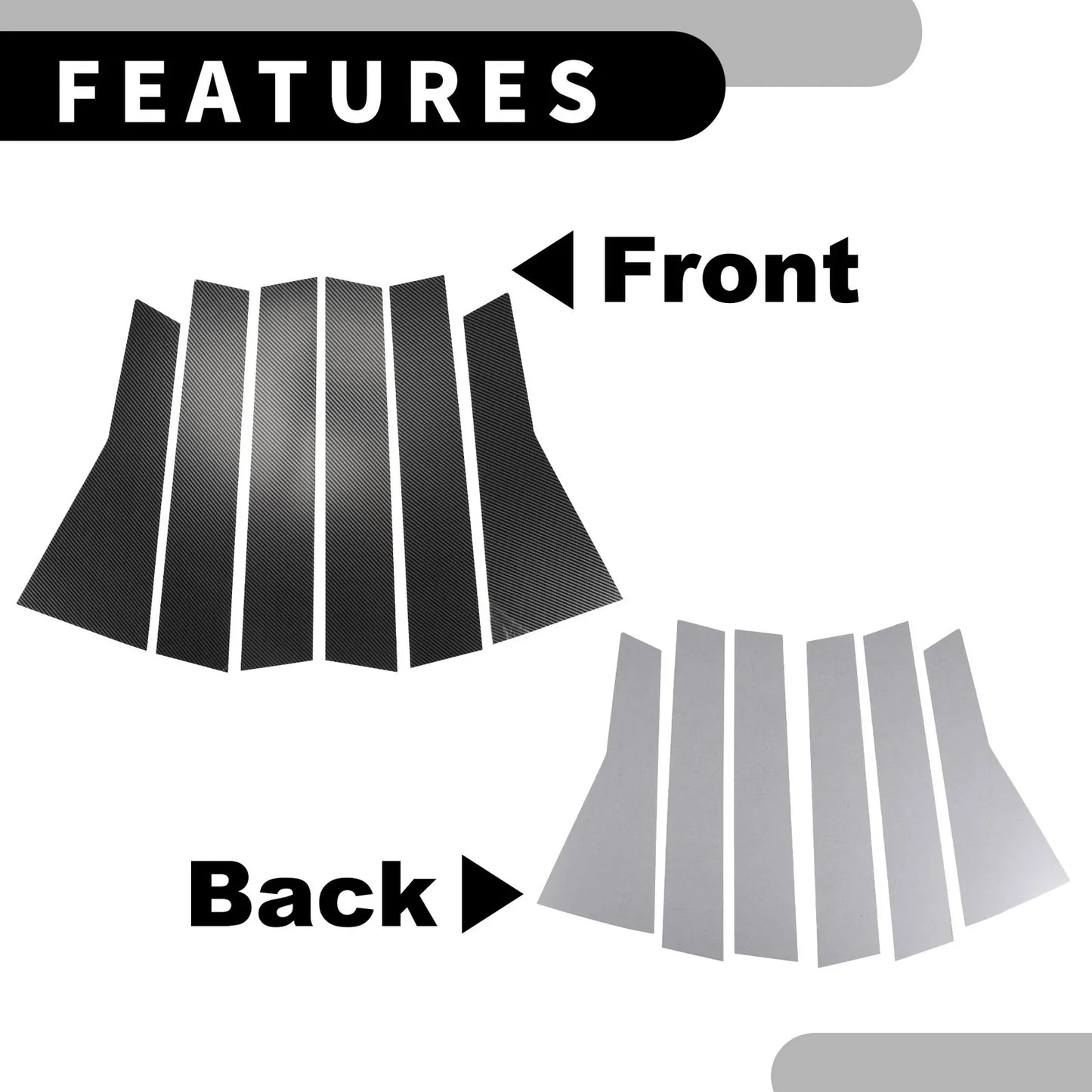 6pcs Car Pillar Window Trim Covers for Honda CR-V (2017-2022) Black Carbon Fiber