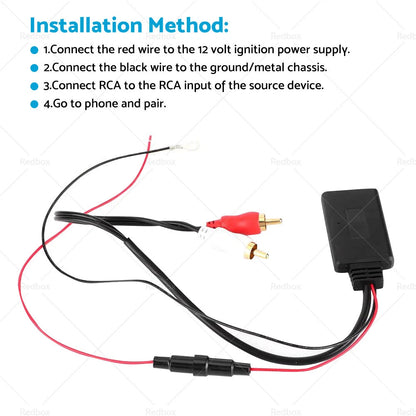 12V Bluetooth AUX Receiver Module with 2RCA Cable for Car Audio Stereo