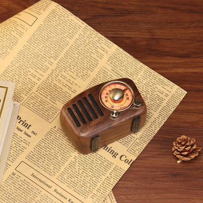 Vintage Bluetooth Speaker Wooden FM Radio MP3 Player for Retro Style (N/A)