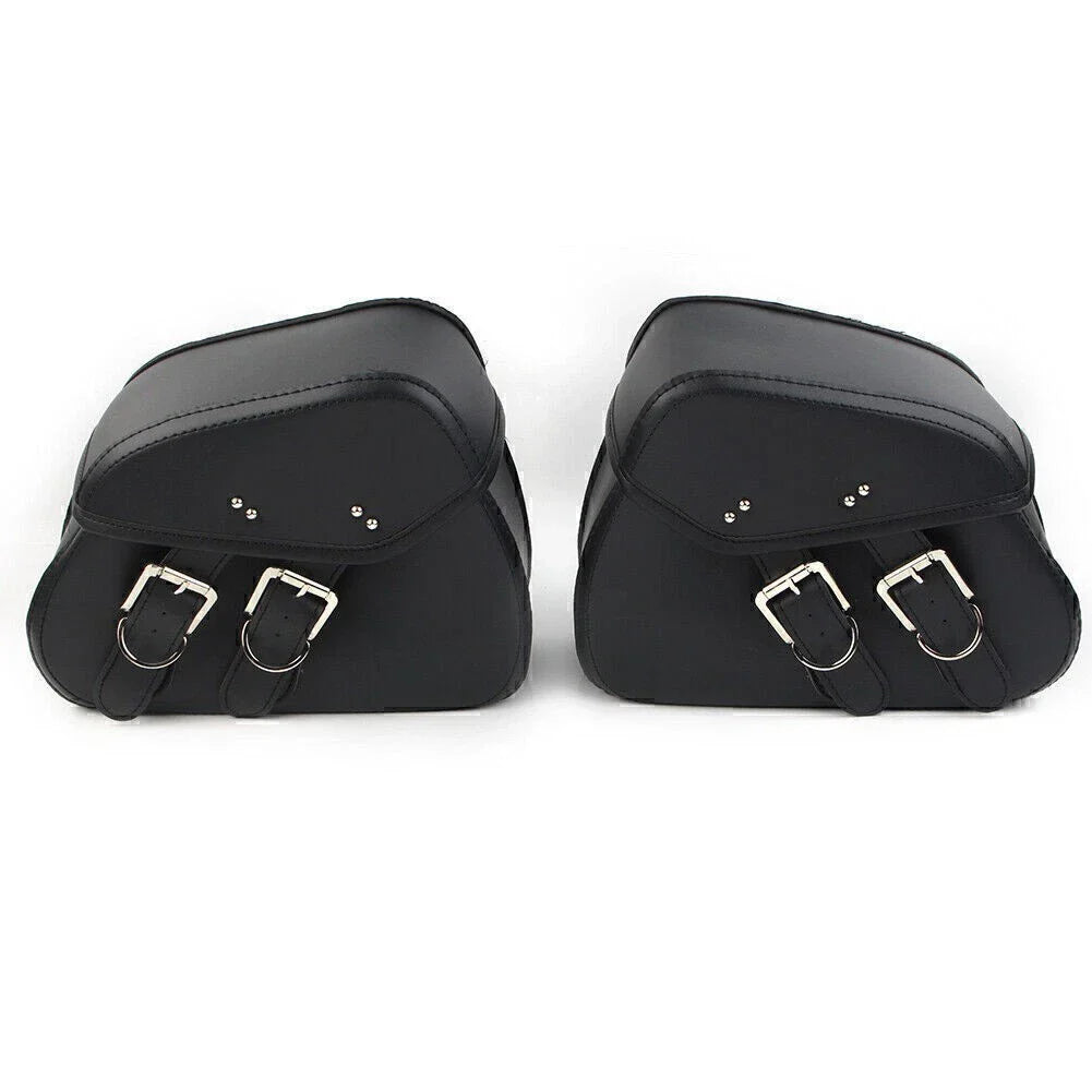 Black PU Leather Saddle Bags for Harley Sportster Dyna (2004-2023)