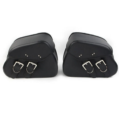 Black PU Leather Saddle Bags for Harley Sportster Dyna (2004-2023)
