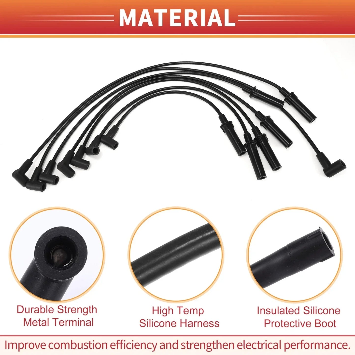 7 x Spark Plug Wire Ignition Coil Cables for Dodge Dakota (1999-2003)