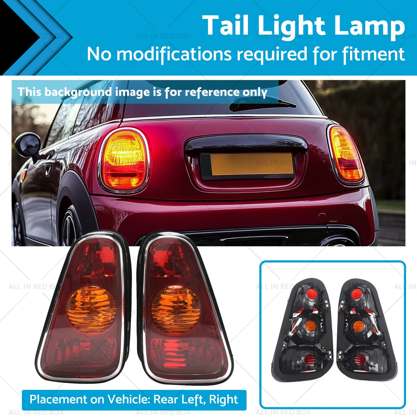 Pair Tail Light Lamps for Mini Cooper Hatch R50 (2001-2004)