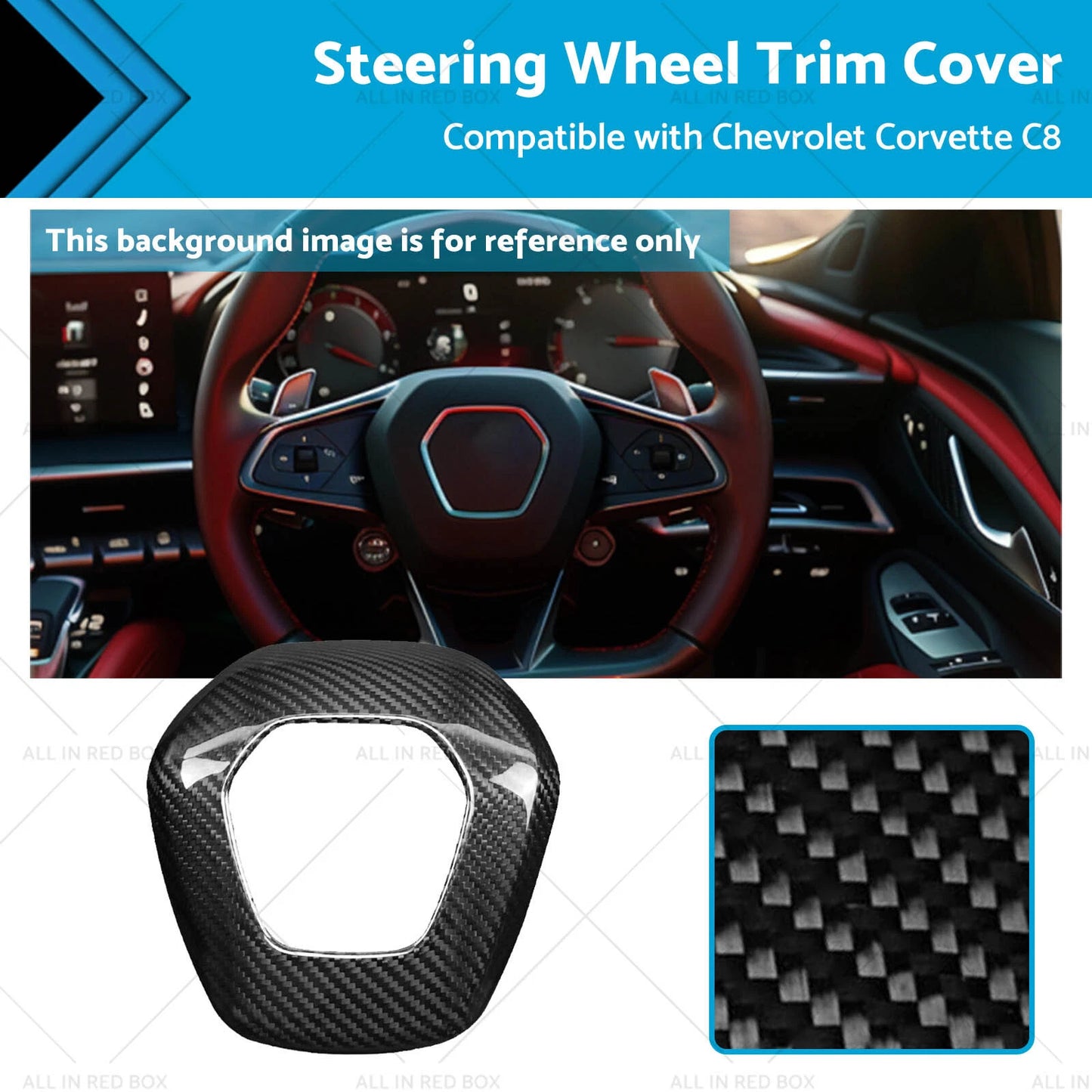Real Carbon Fiber Steering Wheel Center Cover for Corvette C8 (2020-2023)