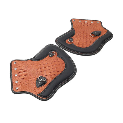 Leather Heat Saddle Shield Deflector for Honda & Harley - Black/Brown