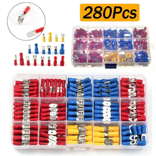 Assorted Crimp Spade Terminal / 280Pcs / Insulated Wire Connectors for UK