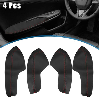4 Pcs Door Armrest Covers for Honda Civic 10th Gen (2016-2020) Black/Red Line