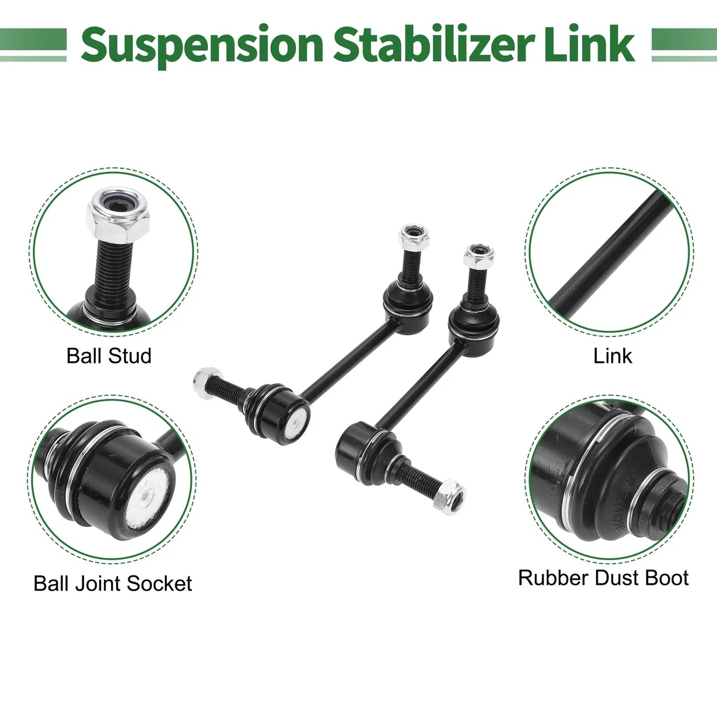 4pcs Front Suspension Kit Outer Tie Rod Ends & Sway Bar Links for Dodge Durango