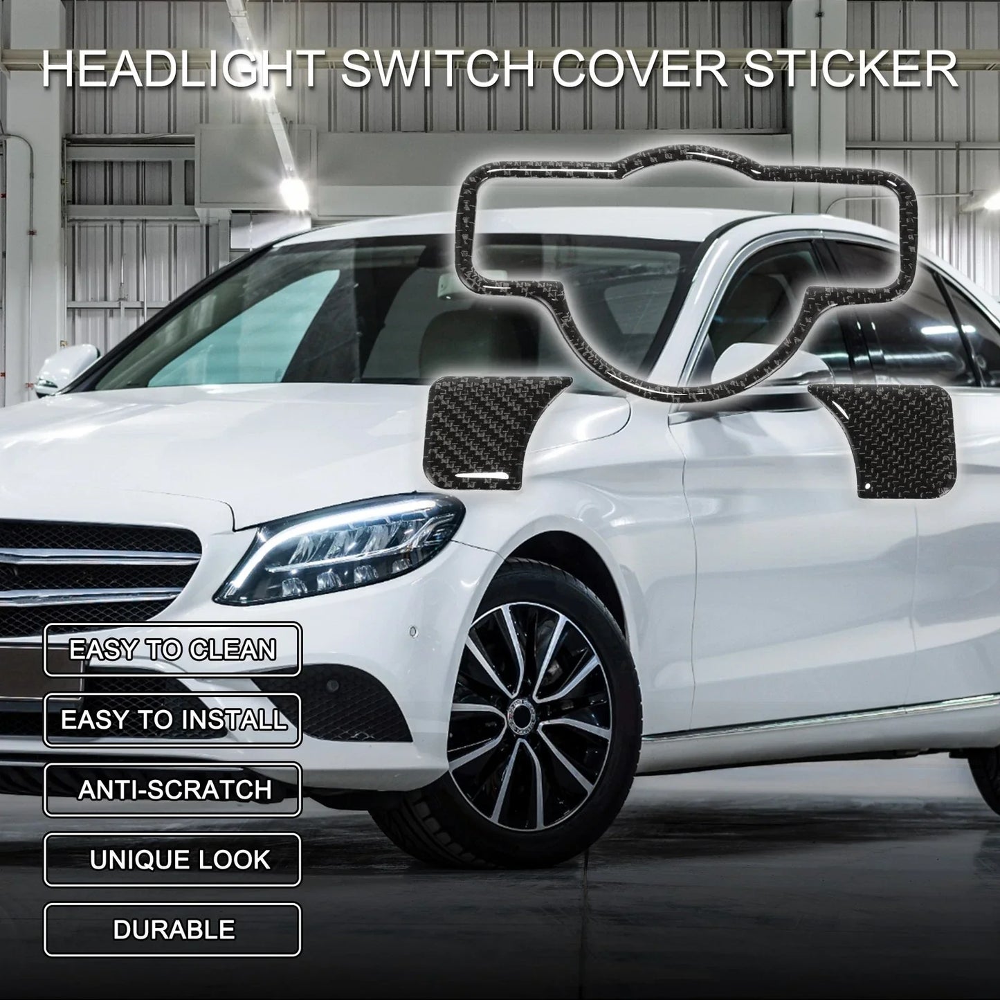 Headlight Switch Cover Stickers for Mercedes-Benz A B C E G Class CLA (2013-2023)