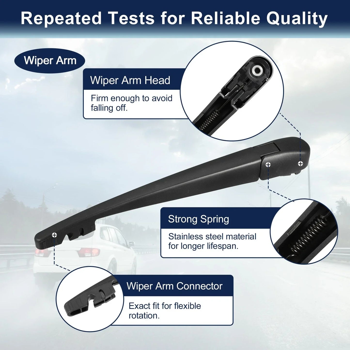Rear Windshield Wiper Blade Arm Set for Honda CRV, Acura RDX (2017-2023)