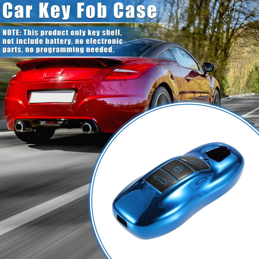 3 Button Car Remote Key Fob Cover for Porsche Macan (2014-2022) TPU Blue