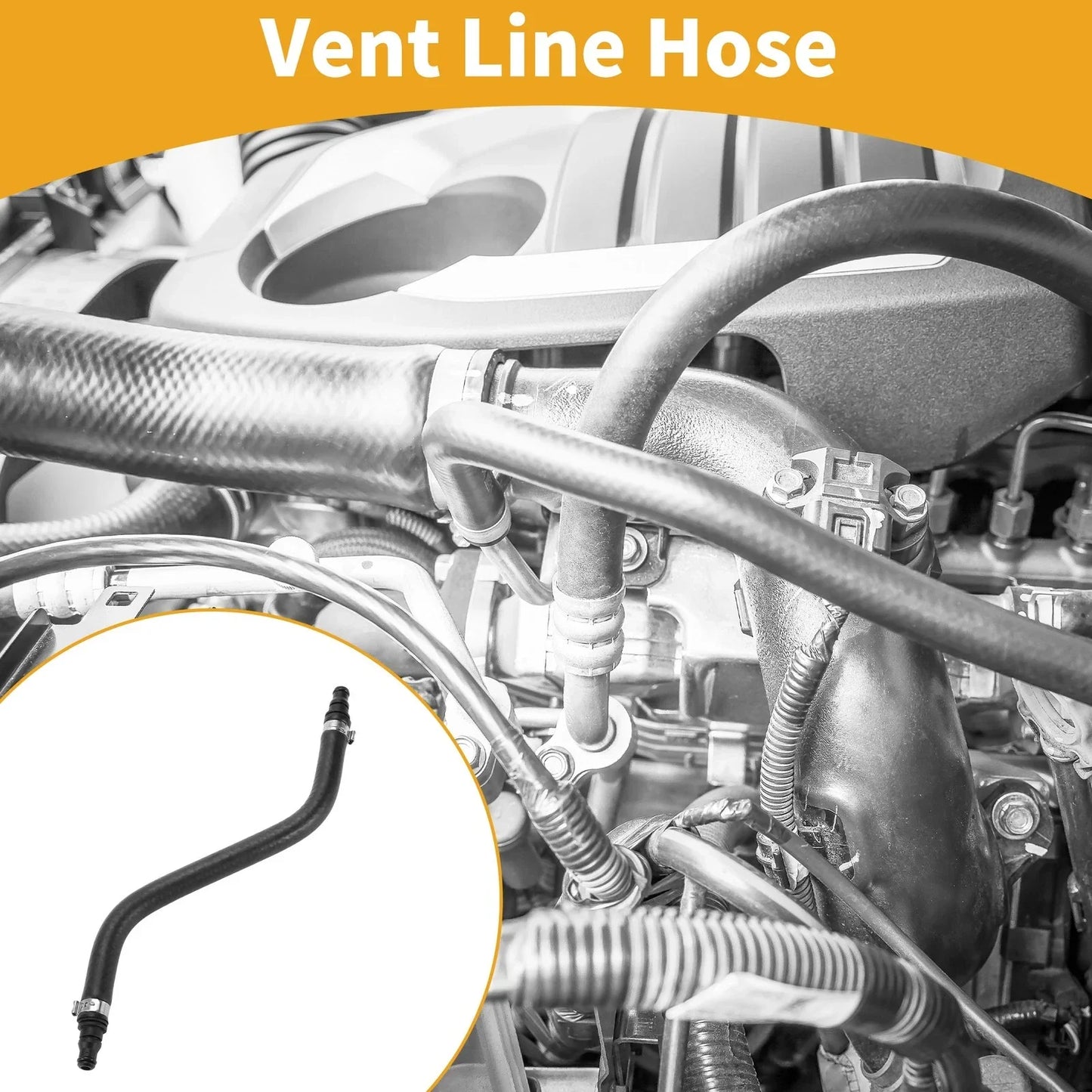 Vent Line Hose for Mercedes-Benz E350 3.5L 2010-2016 (A2125010525) Rubber Black