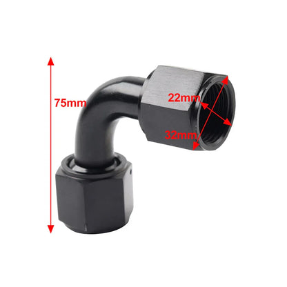90 Degree 10AN Female to Female Swivel Coupler Fitting Adapter Connector