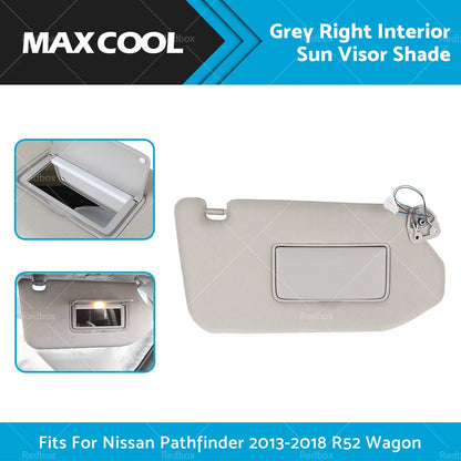 Grey Right Interior Sun Visor for Nissan Pathfinder (2013-2018)