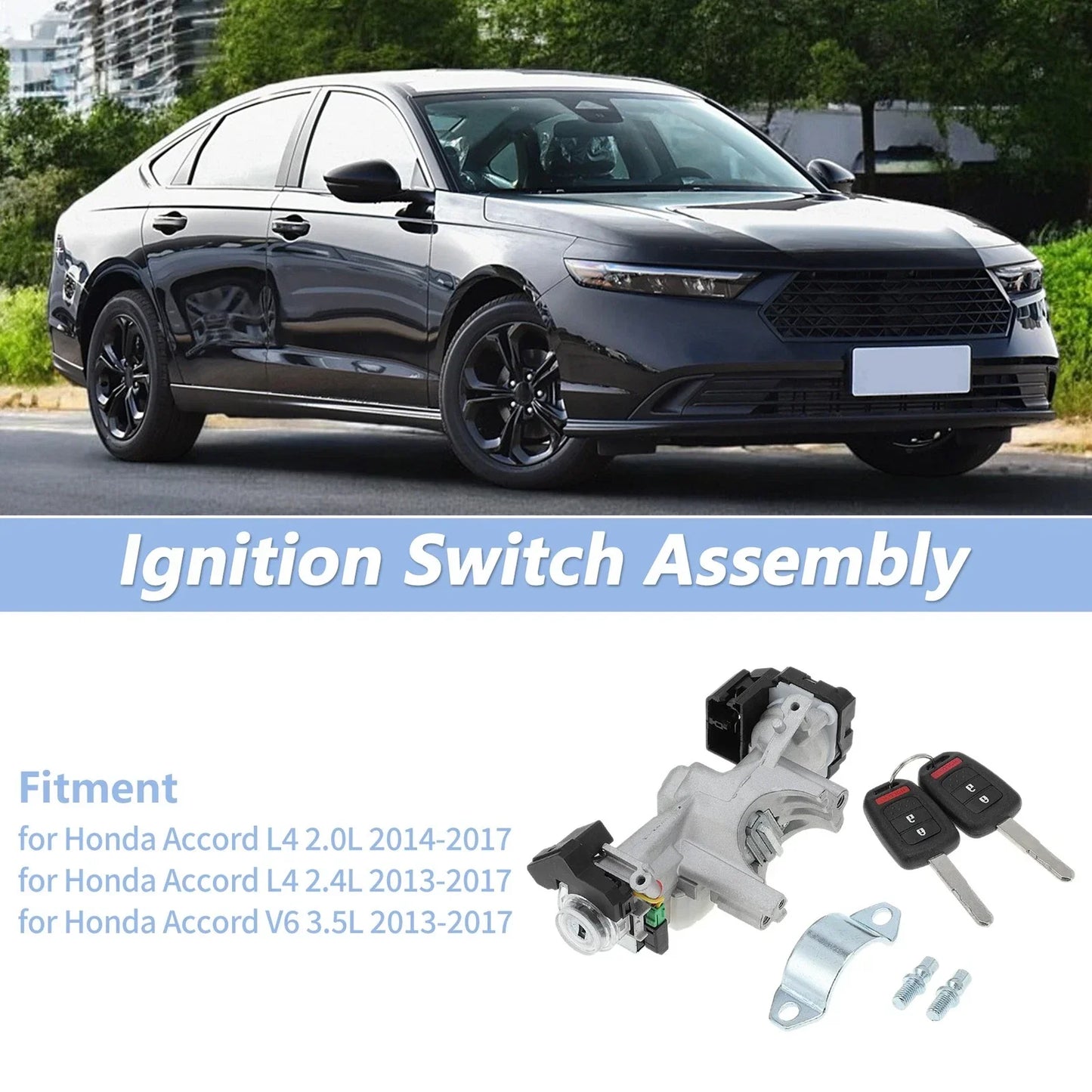 Ignition Lock Cylinder W/ 2 Keys for Honda Accord L4 2.0L (2014-2017)