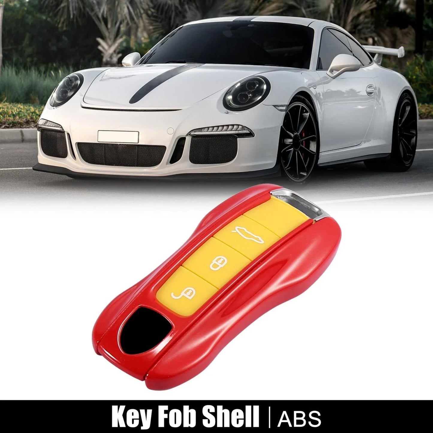 Red Painted Key Cover Fob Shell for Porsche Panamera Cayenne Taycan (2010-2023)