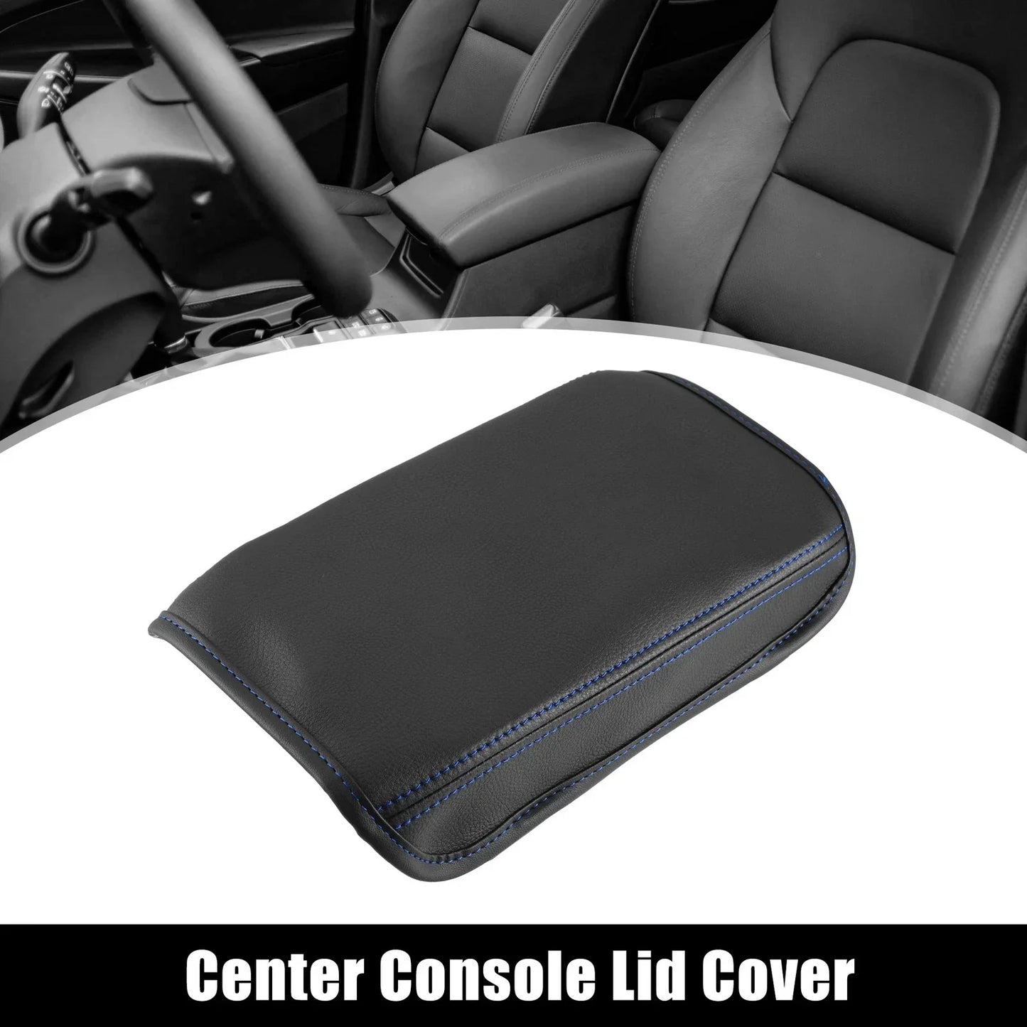 Center Console Armrest Cover for Hyundai Tucson (2021-2023) - Blue Line Black
