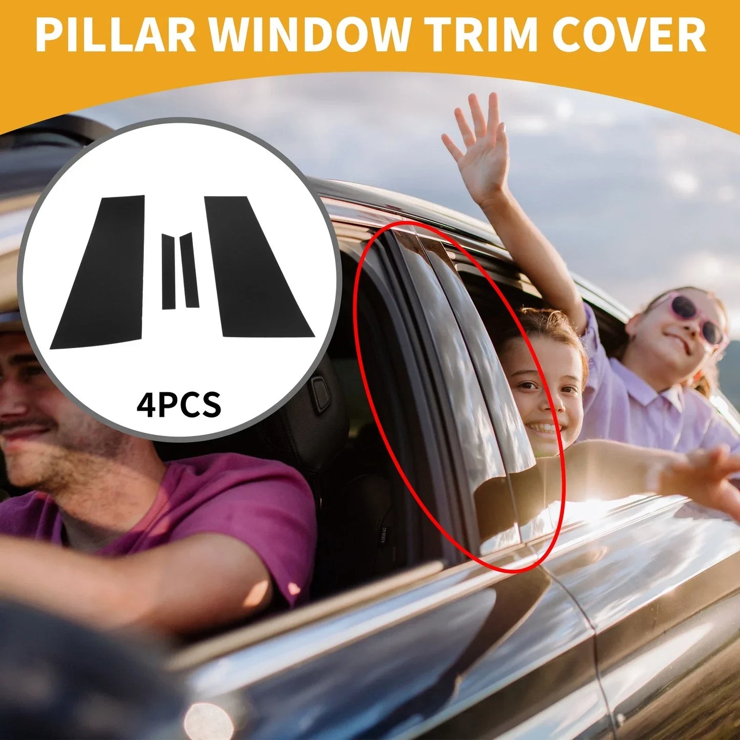 4 x Car Pillar Window Trim Covers for Mercedes Benz CLS-Class (2012-2016) Black