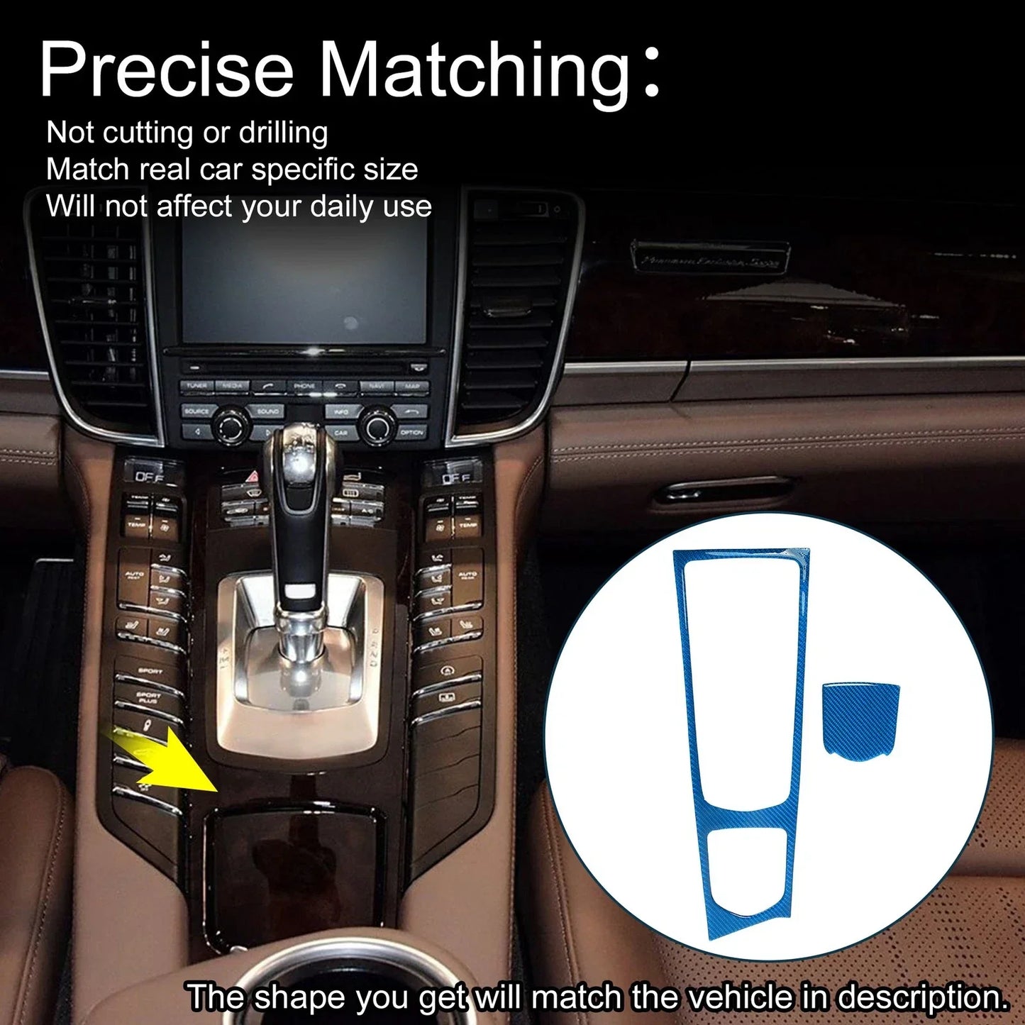 ABS Gear Shift Knob Cover Sticker for Porsche Panamera (2010-2016) Light Blue