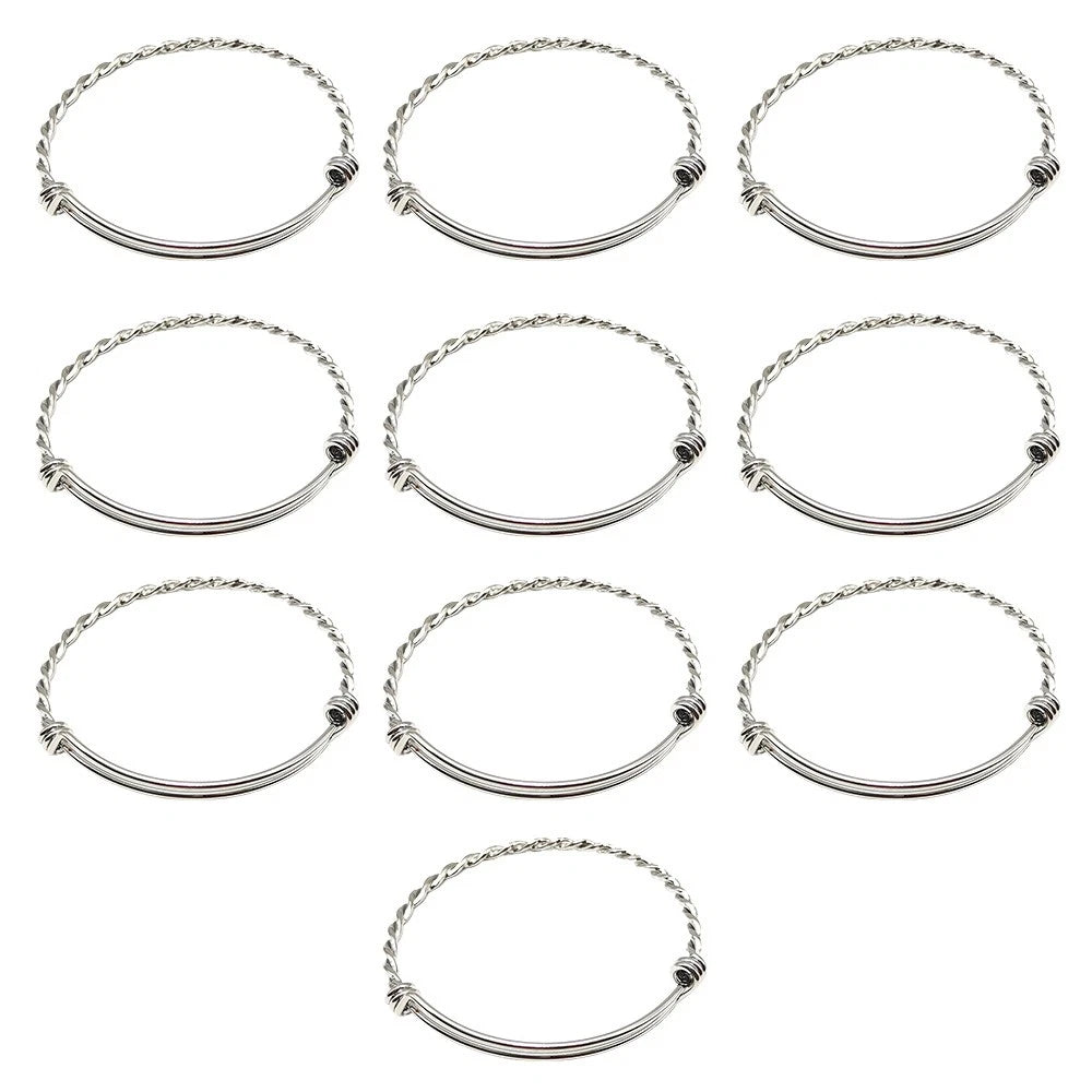 10PCS 2.5" Stainless Steel Adjustable Bangle Bracelets
