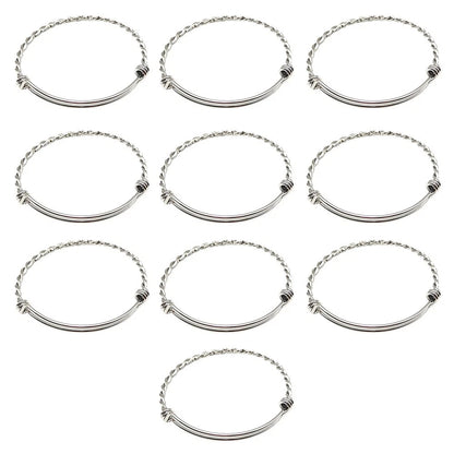 10PCS 2.5" Stainless Steel Adjustable Bangle Bracelets