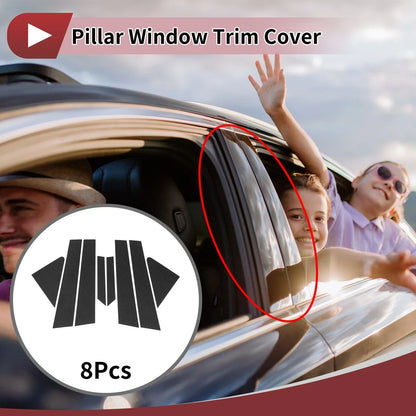 Door Pillar Window Trim for Hyundai Verna 2008-2016 Carbon Fiber Black