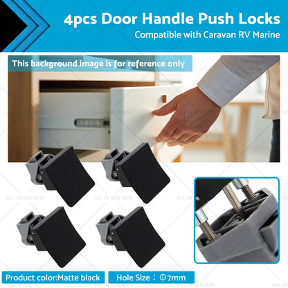 4 x Square Door Cupboard Latch Knob Push Locks for Caravan RV Marine