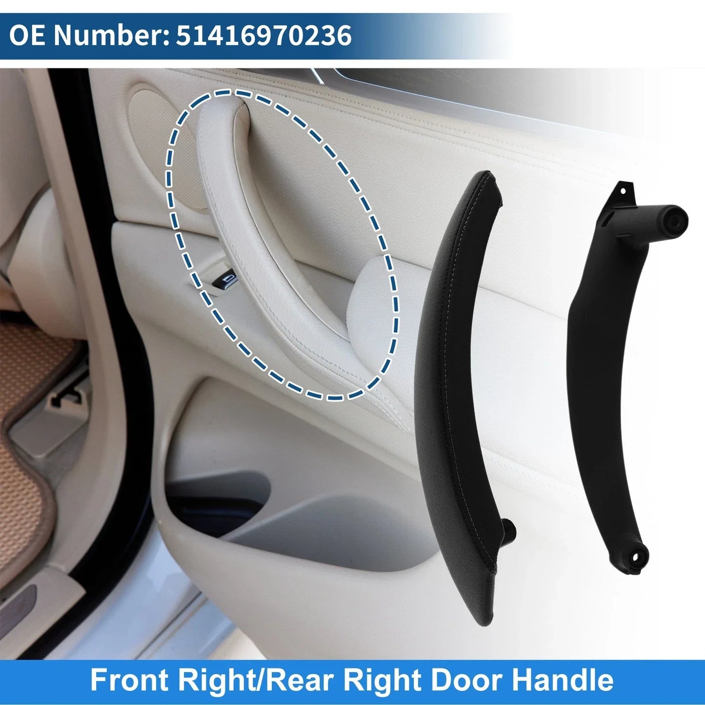 Inner Door Panel Handle for BMW X5 X6 E70 E71 E72 (2007-2013) Black