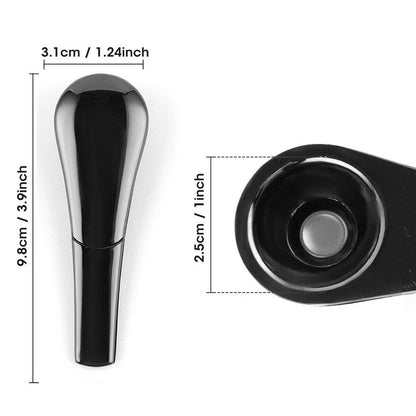 Portable Smoking Pipe Black Metal Spoon Shape Rotatable Lid 3.9 Inch