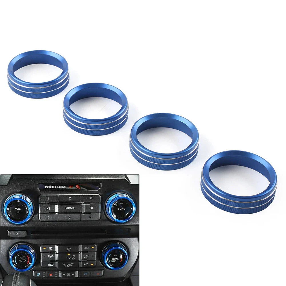 4x Air Conditioner Switch Knob Trim for Ford F150 XLT (2015-2020) Blue