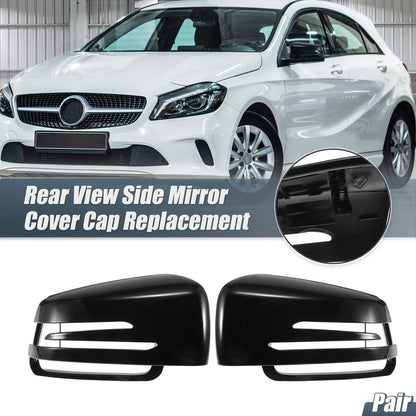 Gloss Black Rearview Mirror Cover Cap for Mercedes Benz A Class B Class (2013-2023)