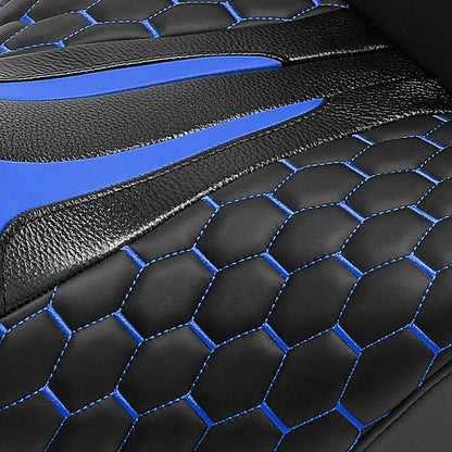 Black Blue Driver Passenger Seat Backrest Pad for Harley Road King (2014-2023)
