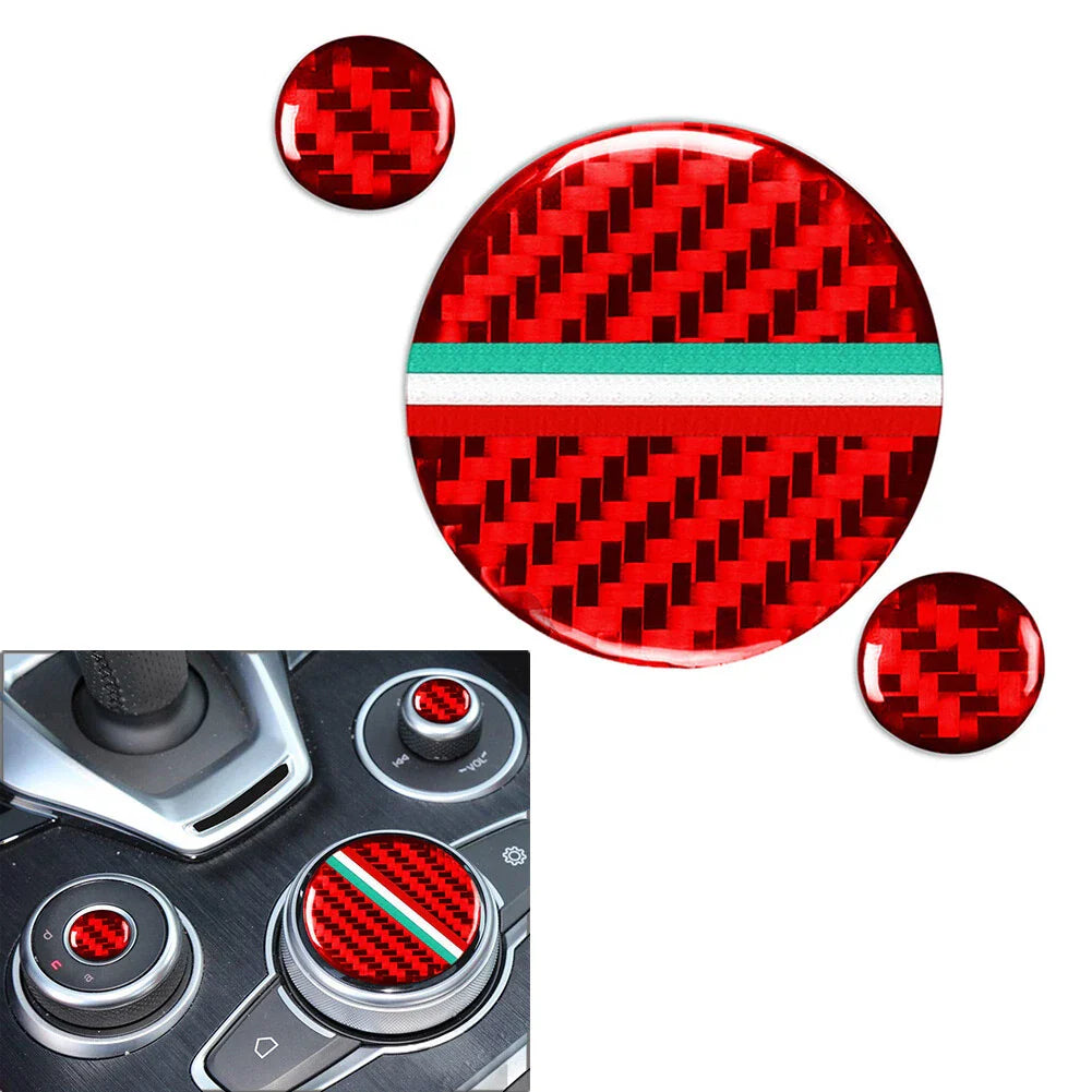 3 x Center Console Multimedia Knob Covers for Alfa Romeo Giulia (2020-2021)