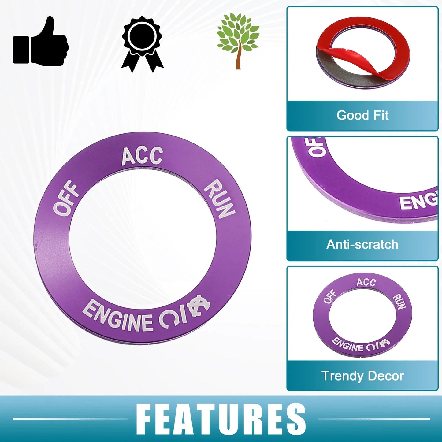 Engine Start Stop Button Trim Sticker for Dodge Charger, RAM (2010-2020) Purple