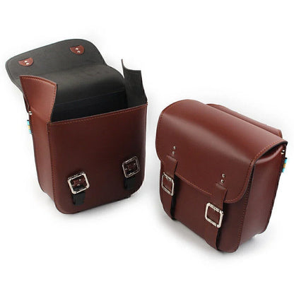 Brown Leather Side Saddle Bags for Harley Sportster XL883/1200 (2004-2023)