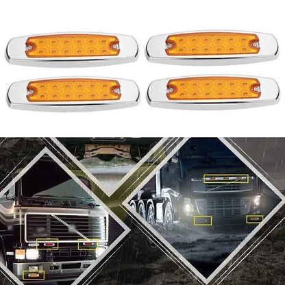 4 x Amber 12 LED Side Marker Lamps for Freightliner Truck Trailer Lights