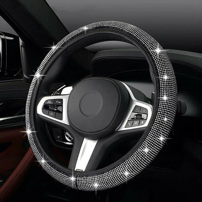 38CM / Steering Wheel Cover Bling for CRYSTAL Silver