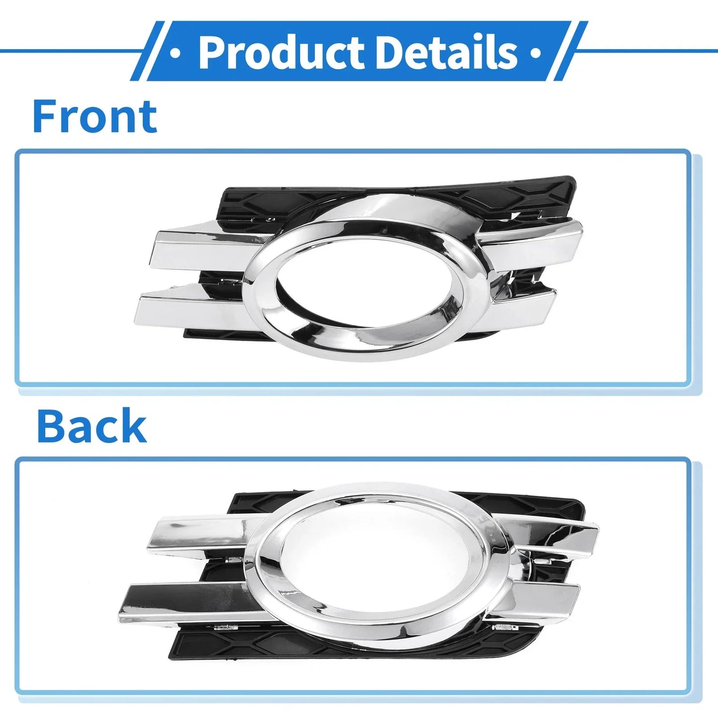 Front Left Fog Light Grill for Mercedes-Benz (2007-2012) Silver, Black