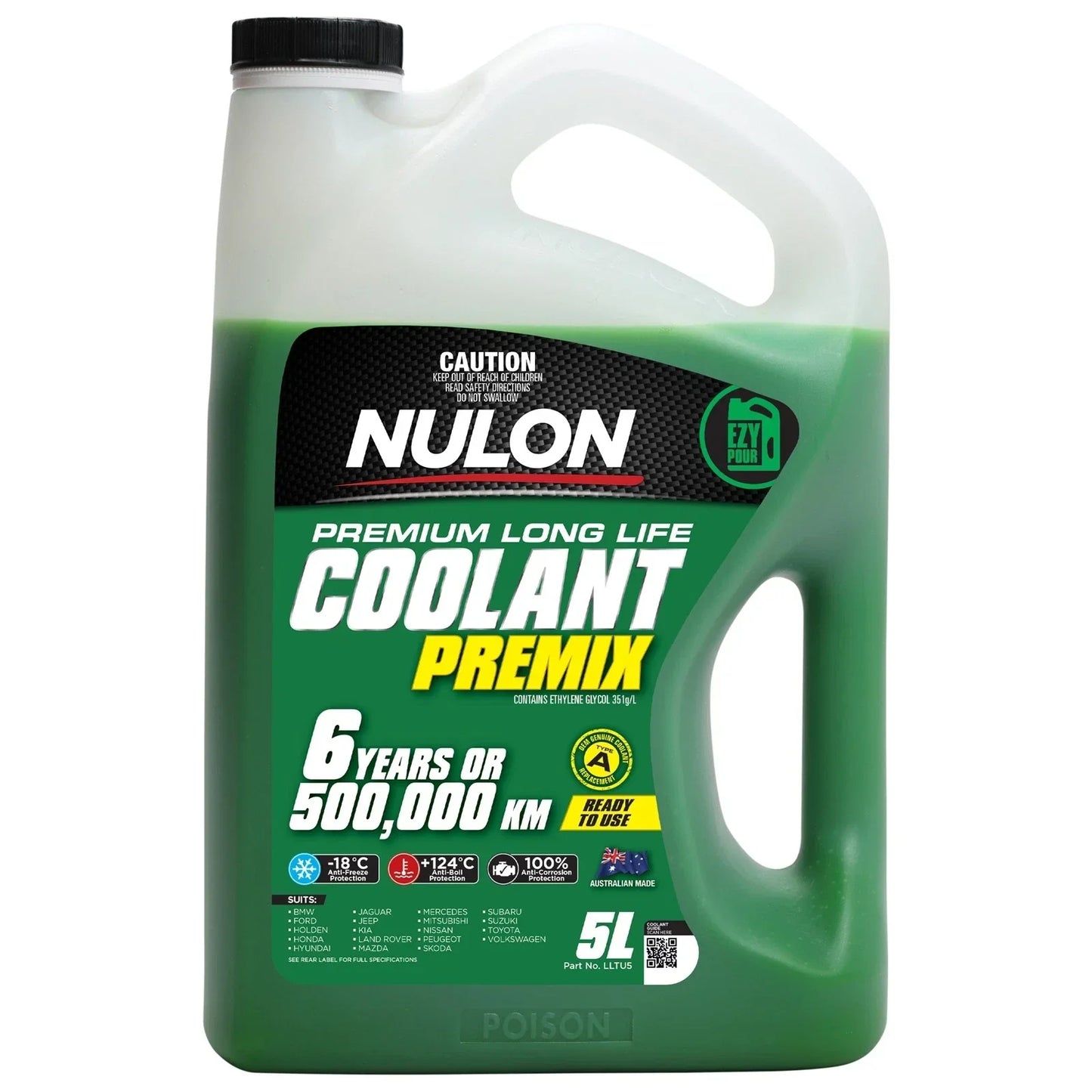 Nulon Green Premium Long Life Coolant Premix LLTU 5L