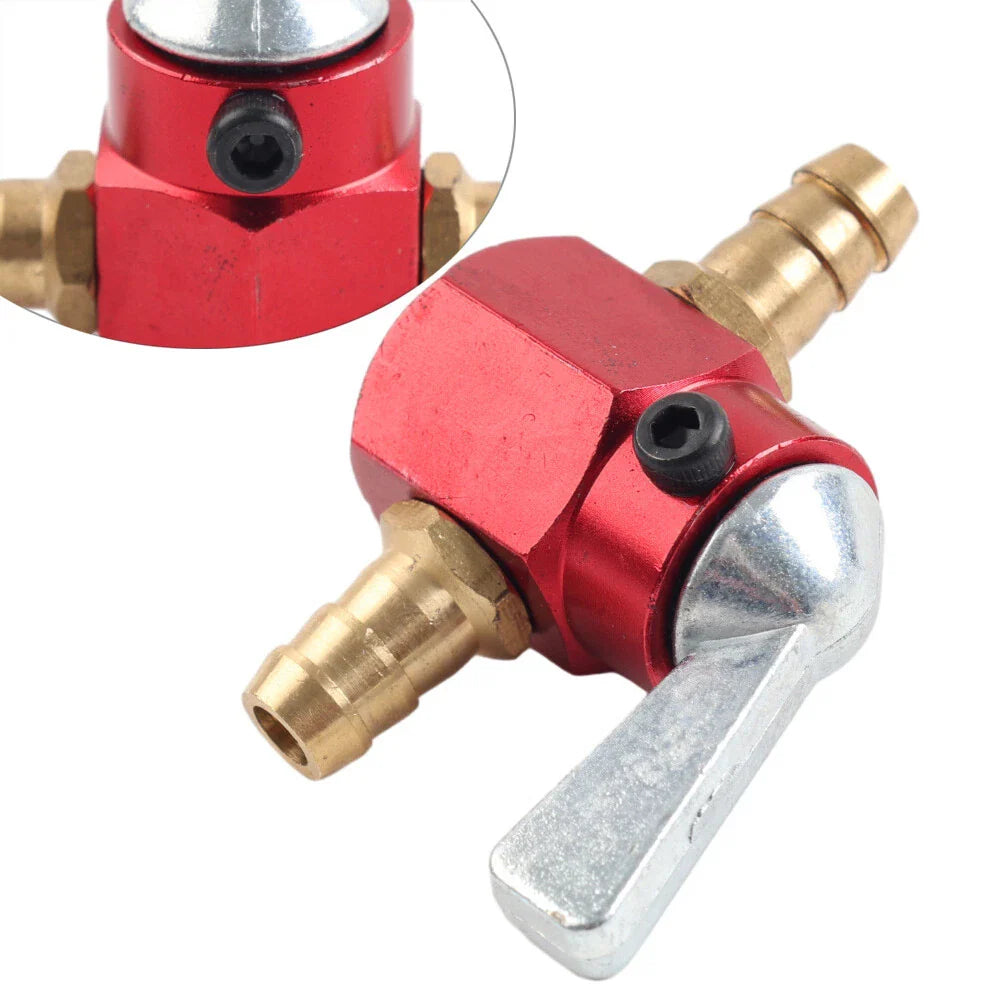 8mm On-Off Fuel Tap Gas Valve Petcock for Motorcycle Inline - Red