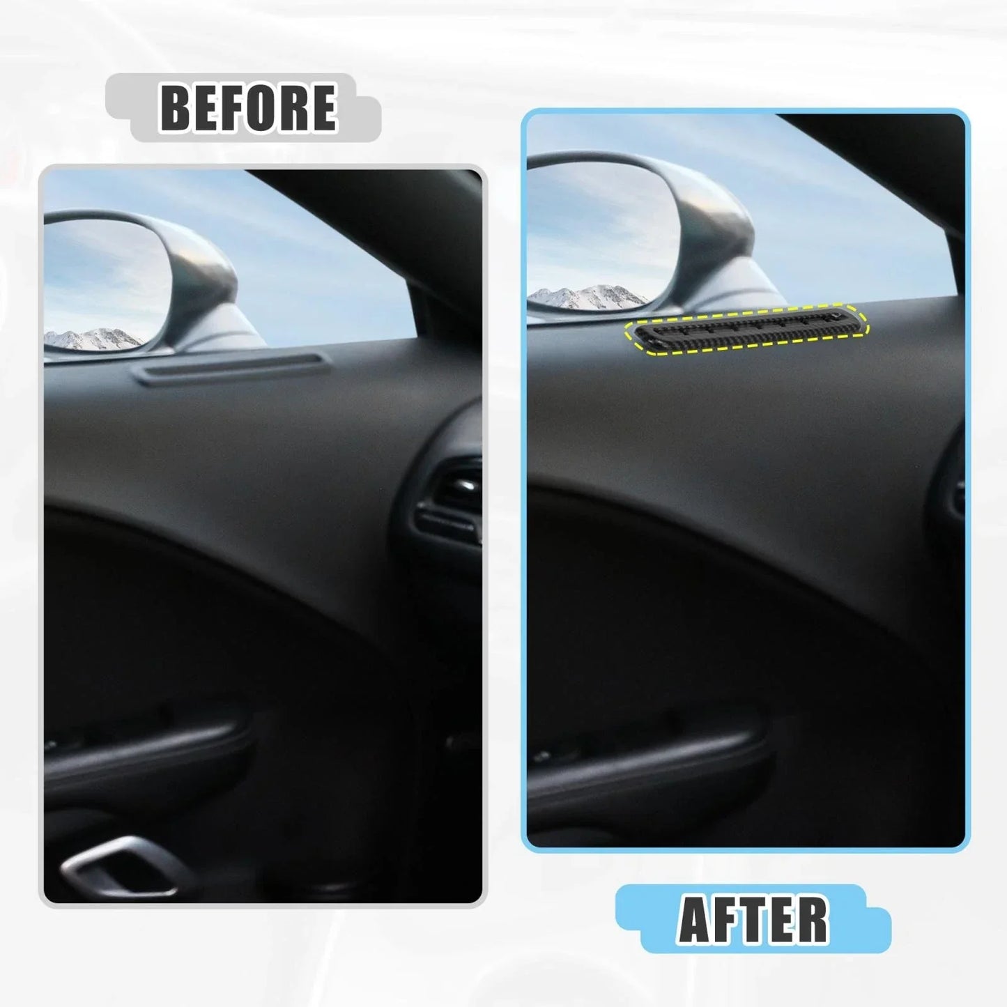 2 x Carbon Fiber Pattern Door AC Outlet Vent Covers for Dodge Challenger (2015-2019)