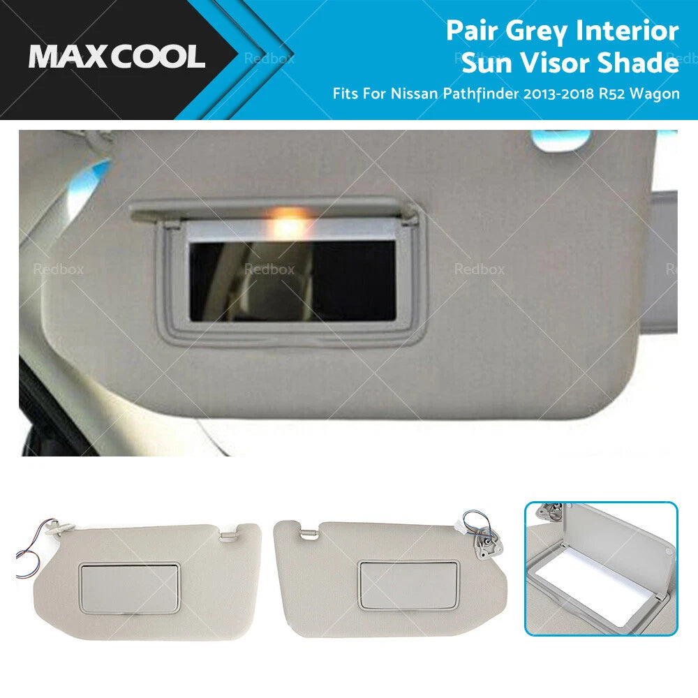 Interior Sun Visor Shade Grey for Nissan Pathfinder (2013-2018)